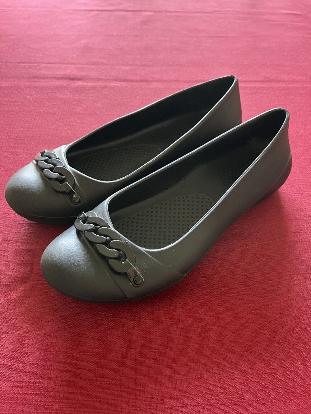 Crocs Gianna Chain Link Ballet Flats Womens Size 9 Black Slip On Shoes